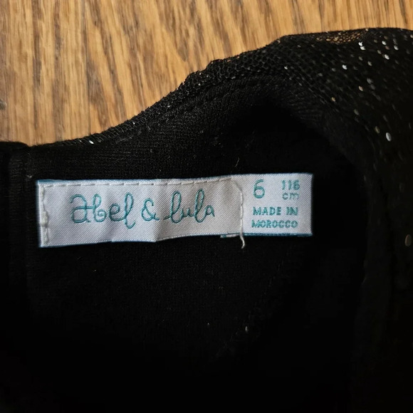 Abel & Lula black party Holidays top frill applique girls size 6 - Picture 4 of 5